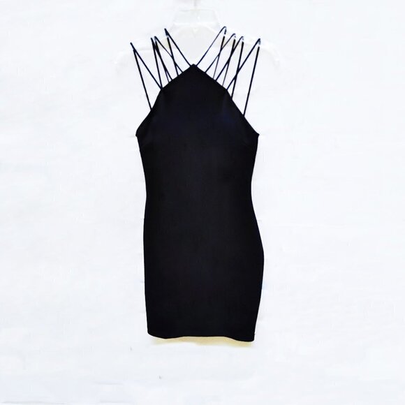 Tobi Black Bodycon Multi Strap Mini Cocktail Dress Size S/P - Picture 1 of 5